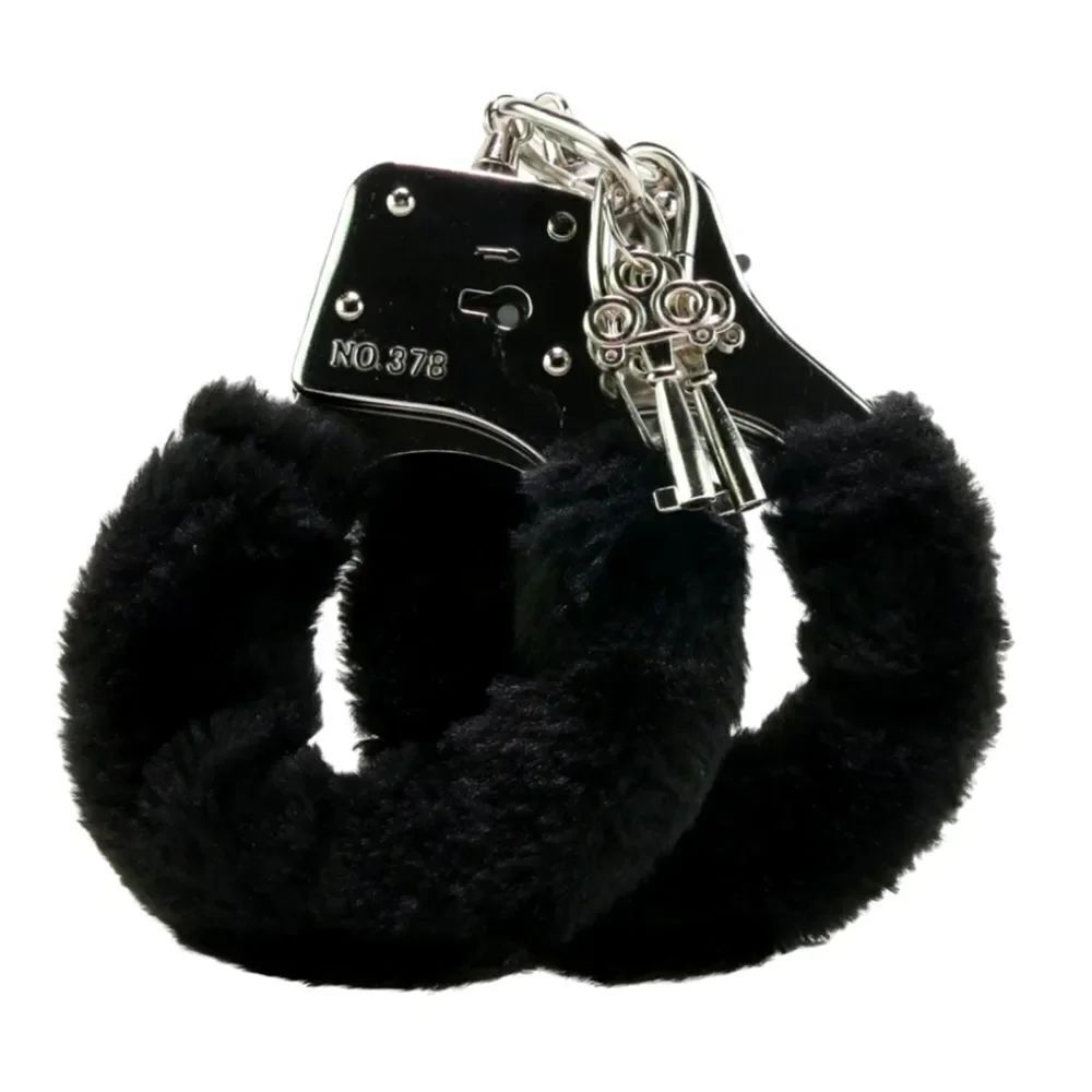 Novelty Black Furry Handcuffs